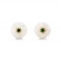 18k Yellow Gold And 14K Gold Emerald Lily Fresh Water Carved Pearl Earrings