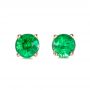 14k Rose Gold 14k Rose Gold Emerald Stud Earrings - Three-Quarter View -  100952 - Thumbnail