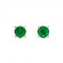18k Rose Gold 18k Rose Gold Emerald Stud Earrings - Three-Quarter View -  100954 - Thumbnail