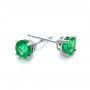 18k White Gold 18k White Gold Emerald Stud Earrings - Front View -  100952 - Thumbnail
