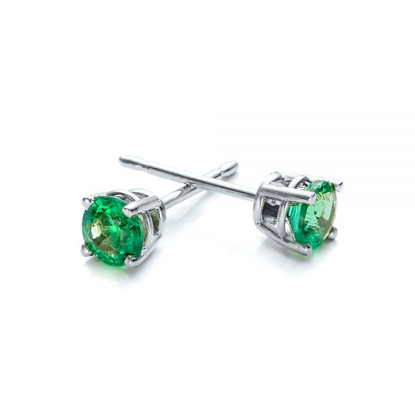  Platinum Platinum Emerald Stud Earrings - Front View -  100953
