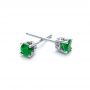 18k White Gold 18k White Gold Emerald Stud Earrings - Front View -  100954 - Thumbnail