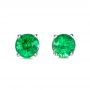 18k White Gold 18k White Gold Emerald Stud Earrings - Three-Quarter View -  100952 - Thumbnail