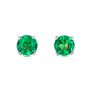  Platinum Platinum Emerald Stud Earrings - Three-Quarter View -  100953 - Thumbnail
