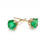 14k Yellow Gold Emerald Stud Earrings - Front View -  100952 - Thumbnail