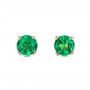 14k Yellow Gold 14k Yellow Gold Emerald Stud Earrings - Three-Quarter View -  100953 - Thumbnail