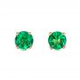 18k Yellow Gold 18k Yellow Gold Emerald Stud Earrings - Three-Quarter View -  100953 - Thumbnail