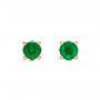 18k Yellow Gold 18k Yellow Gold Emerald Stud Earrings - Three-Quarter View -  100954 - Thumbnail