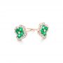 18k Rose Gold 18k Rose Gold Emerald And Diamond Earrings - Front View -  102670 - Thumbnail