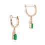14k Rose Gold 14k Rose Gold Emerald And Diamond Earrings - Front View -  106060 - Thumbnail