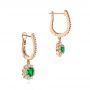 14k Rose Gold 14k Rose Gold Emerald And Diamond Earrings - Front View -  106837 - Thumbnail