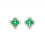 14k Rose Gold Emerald And Diamond Earrings