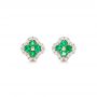 14k Rose Gold 14k Rose Gold Emerald And Diamond Earrings - Three-Quarter View -  102670 - Thumbnail