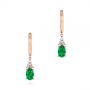 14k Rose Gold 14k Rose Gold Emerald And Diamond Earrings - Three-Quarter View -  106060 - Thumbnail