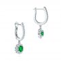 14k White Gold 14k White Gold Emerald And Diamond Earrings - Front View -  106837 - Thumbnail