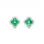 14k White Gold Emerald And Diamond Earrings - Three-Quarter View -  102670 - Thumbnail