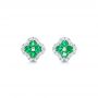 18k White Gold 18k White Gold Emerald And Diamond Earrings - Three-Quarter View -  102670 - Thumbnail