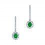 18k White Gold 18k White Gold Emerald And Diamond Earrings - Three-Quarter View -  106837 - Thumbnail