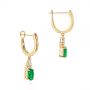 14k Yellow Gold Emerald And Diamond Earrings - Front View -  106060 - Thumbnail