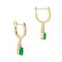 18k Yellow Gold 18k Yellow Gold Emerald And Diamond Earrings - Front View -  106060 - Thumbnail