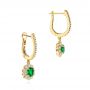 14k Yellow Gold 14k Yellow Gold Emerald And Diamond Earrings - Front View -  106837 - Thumbnail