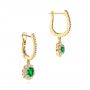 18k Yellow Gold 18k Yellow Gold Emerald And Diamond Earrings - Front View -  106837 - Thumbnail