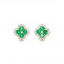 14k Yellow Gold Emerald And Diamond Earrings