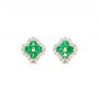 14k Yellow Gold 14k Yellow Gold Emerald And Diamond Earrings - Three-Quarter View -  102670 - Thumbnail