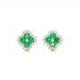 18k Yellow Gold 18k Yellow Gold Emerald And Diamond Earrings - Three-Quarter View -  102670 - Thumbnail