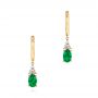 14k Yellow Gold Emerald And Diamond Earrings - Three-Quarter View -  106060 - Thumbnail
