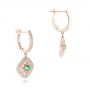 14k Rose Gold 14k Rose Gold Emerald And Diamond Filigree Earrings - Front View -  102671 - Thumbnail