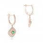 18k Rose Gold 18k Rose Gold Emerald And Diamond Filigree Earrings - Front View -  102671 - Thumbnail