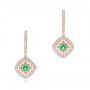 14k Rose Gold Emerald And Diamond Filigree Earrings