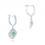 14k White Gold Emerald And Diamond Filigree Earrings - Front View -  102671 - Thumbnail