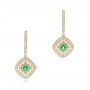 14k Yellow Gold 14k Yellow Gold Emerald And Diamond Filigree Earrings - Three-Quarter View -  102671 - Thumbnail