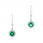 18k White Gold Emerald And Diamond Halo Earrings