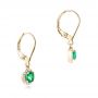 14k Yellow Gold 14k Yellow Gold Emerald And Diamond Halo Earrings - Front View -  102722 - Thumbnail