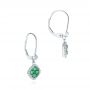 14k White Gold Emerald And Diamond Leverback Earrings - Front View -  106010 - Thumbnail