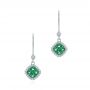 14k White Gold Emerald And Diamond Leverback Earrings - Three-Quarter View -  106010 - Thumbnail