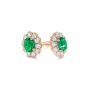14k Rose Gold 14k Rose Gold Emerald And Diamond Stud Earrings - Front View -  106843 - Thumbnail
