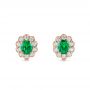 14k Rose Gold 14k Rose Gold Emerald And Diamond Stud Earrings - Three-Quarter View -  106843 - Thumbnail