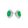  Platinum Platinum Emerald And Diamond Stud Earrings - Front View -  106840 - Thumbnail
