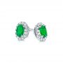 14k White Gold 14k White Gold Emerald And Diamond Stud Earrings - Front View -  106840 - Thumbnail