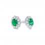 18k White Gold 18k White Gold Emerald And Diamond Stud Earrings - Front View -  106843 - Thumbnail