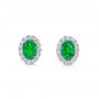 14k White Gold 14k White Gold Emerald And Diamond Stud Earrings - Three-Quarter View -  106840 - Thumbnail