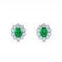  Platinum Platinum Emerald And Diamond Stud Earrings - Three-Quarter View -  106843 - Thumbnail