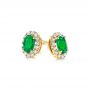 18k Yellow Gold 18k Yellow Gold Emerald And Diamond Stud Earrings - Front View -  106840 - Thumbnail