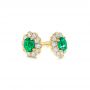 18k Yellow Gold 18k Yellow Gold Emerald And Diamond Stud Earrings - Front View -  106843 - Thumbnail