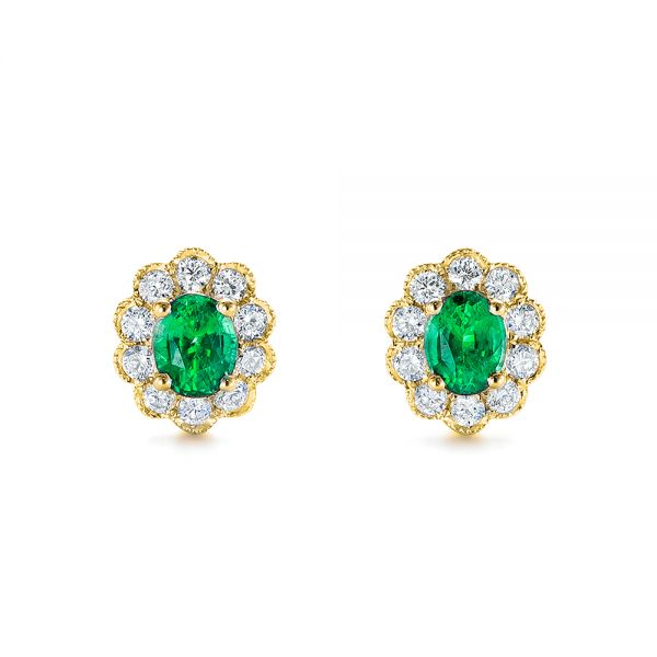 Emerald and Diamond Stud Earrings - Image