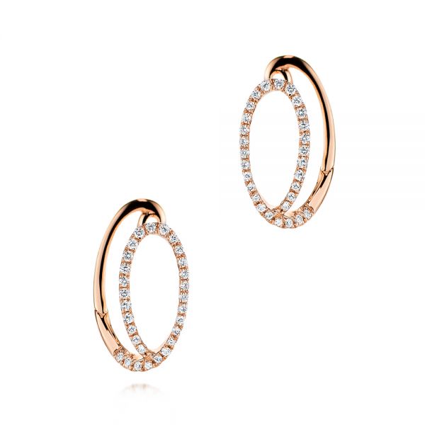 18k Rose Gold 18k Rose Gold Fashion Hoop Diamond Earrings - Three-Quarter View -  106329